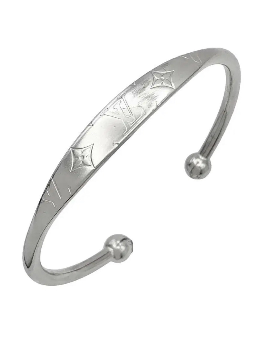 LV Silver Monogram Open Cuff Bracelet